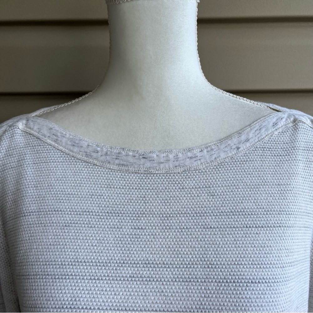 •CHAPS• Textured Knit Boatneck Top with Lace-Up Detail - Size XL - Picture 3 of 9